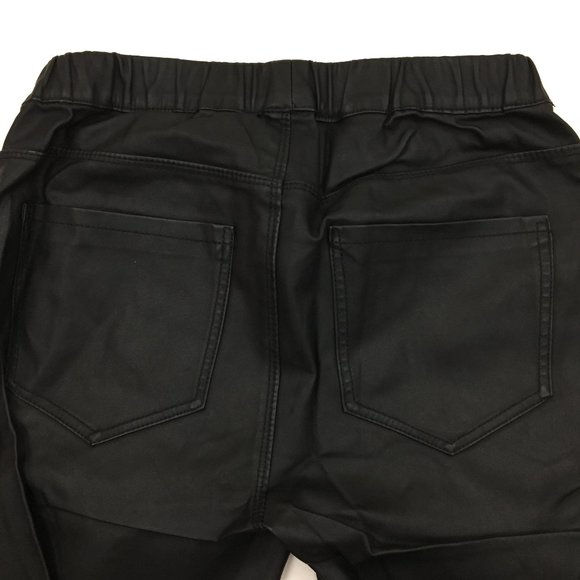 NWOT ZARA Black Faux Leather Pull On Zipper Ankle Slim Fit Skinny Pants - Picture 10 of 12